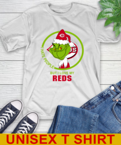 Cincinnati Reds MLB Christmas Grinch I Hate People But I Love My Favorite Baseball Team T-Shirt