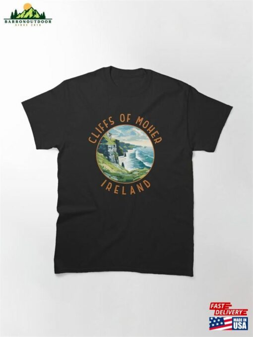 Cliffs Of Moher Ireland Retro Distressed Circle Classic T-Shirt