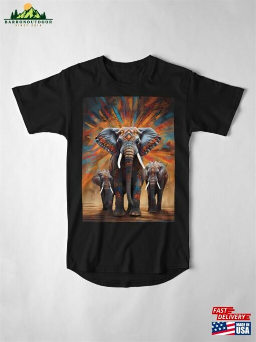 Colorful African Elephants Color Explosion Long T-Shirt Classic