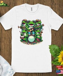 Colorful Frog Band T-Shirt Musical Amphibians Graphic Tee Unisex Cartoon Animal Shirt Sweatshirt