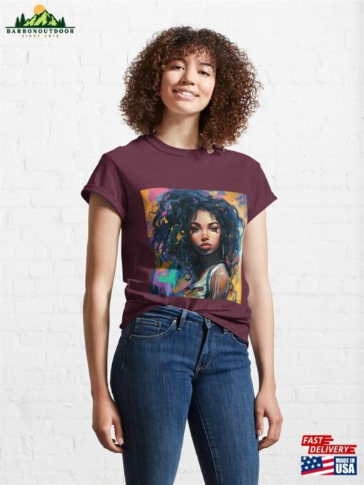 Colorful Graffiti Art Cute Black Lady Classic T-Shirt Sweatshirt