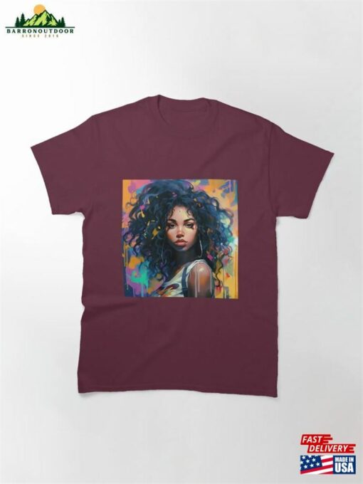 Colorful Graffiti Art Cute Black Lady Classic T-Shirt Sweatshirt