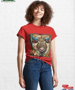 Colorful Stained Glass With Animals Bull Classic T-Shirt Unisex Hoodie Colorful Stained Glass With Animals Bull Classic T-Shirt Unisex Hoodie