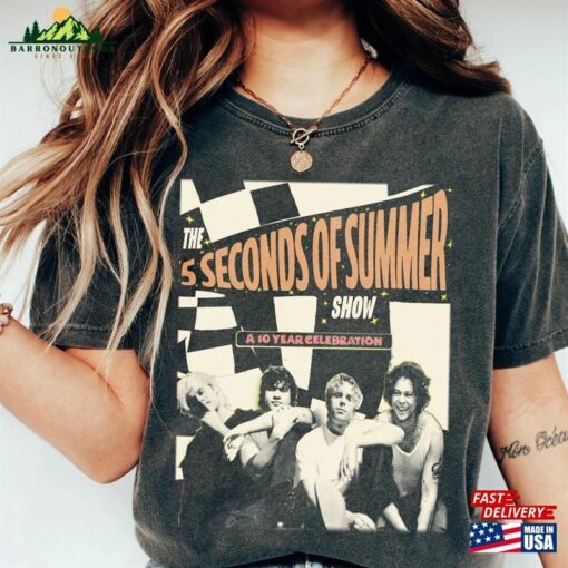 Comfort Color 5Sos 10 Year Celebration Tour 2023 Graphic Shirt 5 Seconds Of Summer Music Unisex Sweatshirt