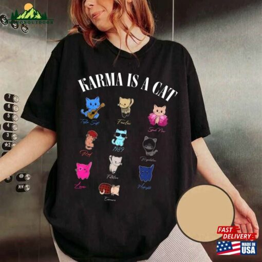 Comfort Color Karma Is A Cat Music Fan Album Tshirt Tour 2023 Albums As Books T-Shirt Shirt Sweatshirt Classic