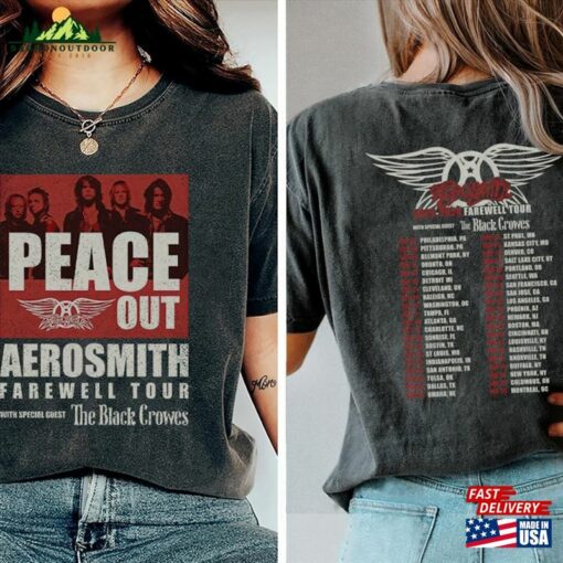 Comfort Colors® Aerosmith Peace Out Farewell Tour With The Black Crowes Shirt Band Fan Sweatshirt Classic