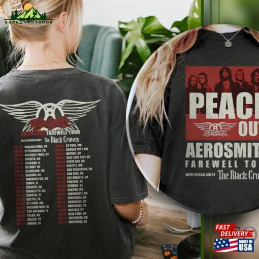 Comfort Colors® Aerosmith Peace Out Farewell Tour With The Black Crowes Shirt Band Fan Sweatshirt Classic