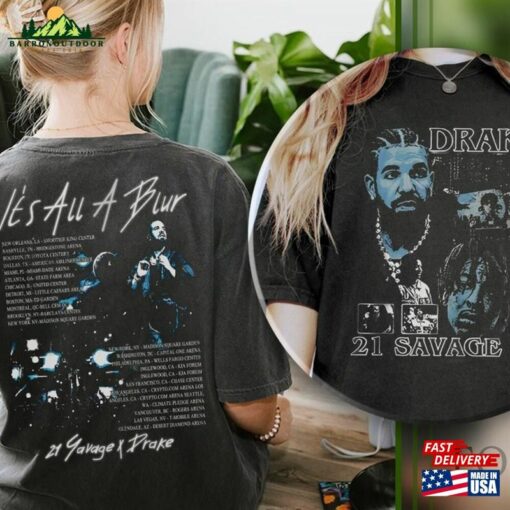 Comfort Colors® Drake 21 Savage Rap Premium 2 Sided T-Shirt Its All A Blur Tour 2023 Sweatshirt Unisex