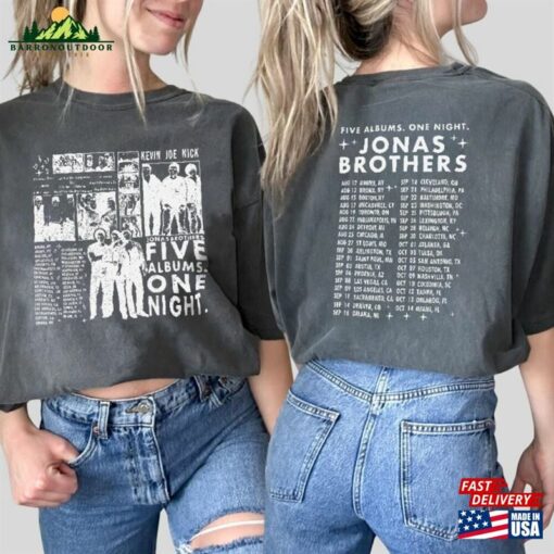 Comfort Colors® Jonas Brothers Shirt Retro Five Albums One Night Tour Dates Hoodie Unisex