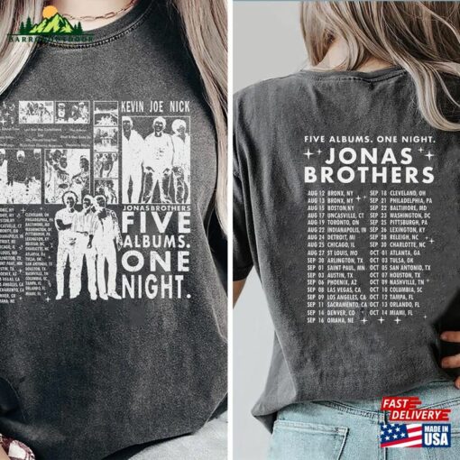 Comfort Colors® Jonas Brothers Shirt Retro Five Albums One Night Tour Dates Hoodie Unisex