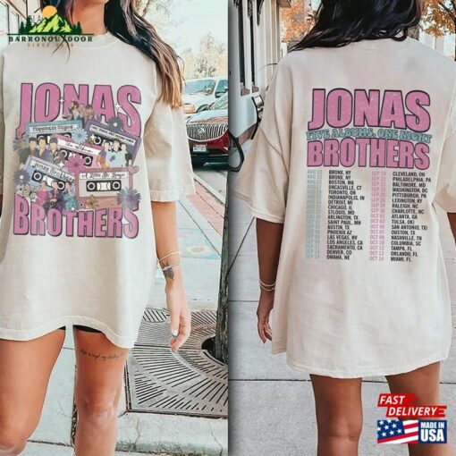 Comfort Colors® Retro Jonas Brothers Cassette Shirt Five Albums One Night Tour T-Shirt Hoodie