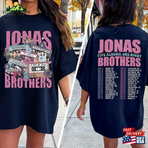 Comfort Colors® Retro Jonas Brothers Cassette Shirt Five Albums One Night Tour T-Shirt Hoodie