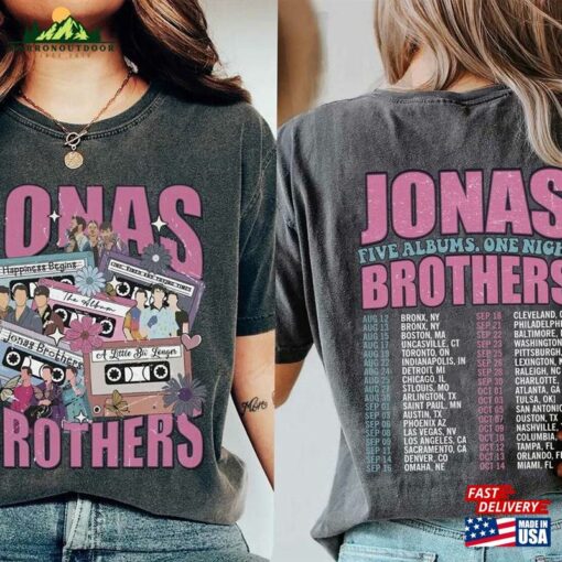 Comfort Colors® Retro Jonas Brothers Cassette Shirt Five Albums One Night Tour T-Shirt Hoodie