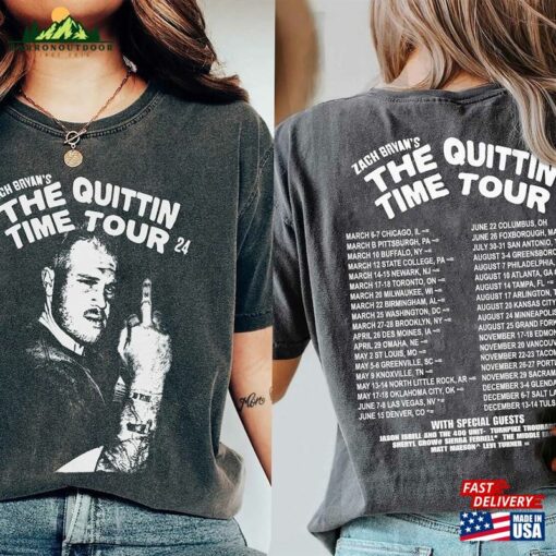 Comfort Colors® Zach Bryan The Quittin Time Tour 2024 Shirt Funny Middle Finger Classic Hoodie