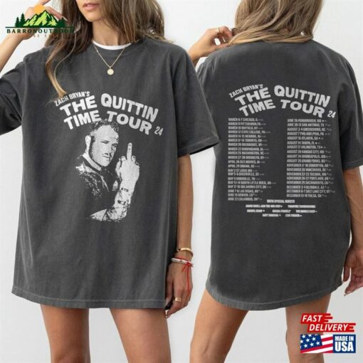 Comfort Colors® Zach Bryan The Quittin Time Tour 2024 Shirt Funny Middle Finger Classic Hoodie