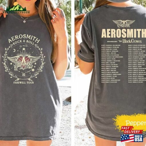 Comfort Colors Aerosmith 2023 2024 T-Shirt Peace Out Farewell Tour With The Black Crowes Sweatshirt Hoodie Concert Unisex