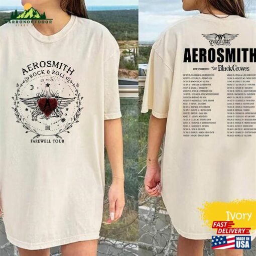 Comfort Colors Aerosmith 2023 2024 T-Shirt Peace Out Farewell Tour With The Black Crowes Sweatshirt Hoodie Concert Unisex