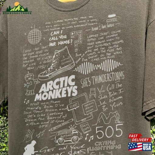 Comfort Colors Arctic Monkeys Doodle Shirt Lyric Merch Sweatshirt Hoodie