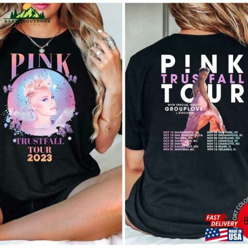 Comfort Colors Pink Trustfall Tour 2023 Album Tee Singer Music Festival Shirt Concert Apparel Hoodie Unisex