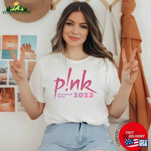 Comfort Colors Pink Trustfall Tour 2023 Album Tee Singer Music Festival Shirt Concert Apparel Unisex T-Shirt