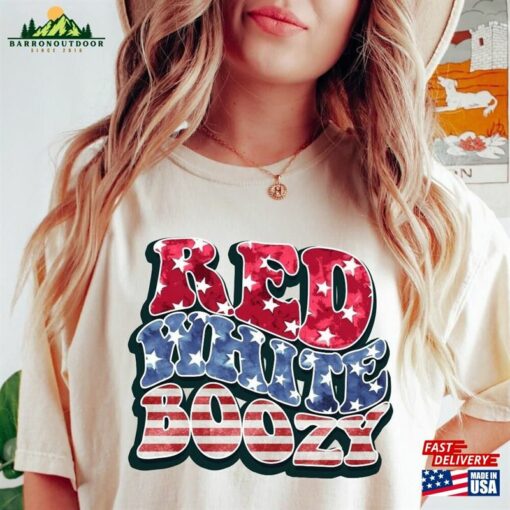 Comfort Colors Red White And Boozy Shirt Retro Fourth Of July 4Th Independence Day Tee Hoodie T-Shirt