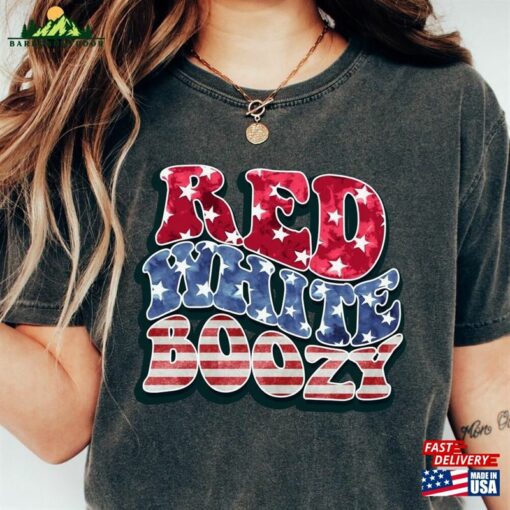 Comfort Colors Red White And Boozy Shirt Retro Fourth Of July 4Th Independence Day Tee Hoodie T-Shirt