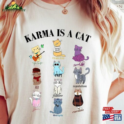 Comfort Colors Tee Karma Is A Cat Shirt Funny Unisex Classic