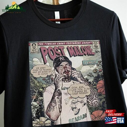 Comic Post Malone 90S Vintage Book Art Twelve Carat Toothache Album World Tour Tickey 2023 Shirt Classic T-Shirt