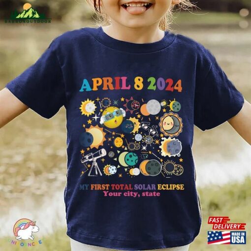 Custom My First Total Solar Eclipse Kid Shirt Toddler Tee Spring America Souvenir Gift Sweatshirt Classic