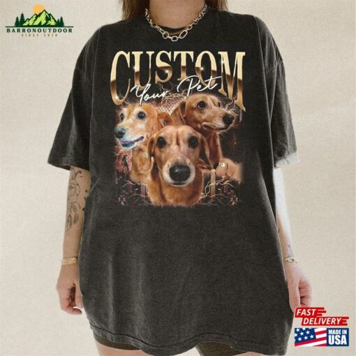 Custom Vintage Hip Hop Pet Tee Personalized With Your Own Dog Or Cat Portrait Makes The Perfect Gift Classic T-Shirt