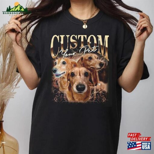 Custom Vintage Hip Hop Pet Tee Personalized With Your Own Dog Or Cat Portrait Makes The Perfect Gift Classic T-Shirt