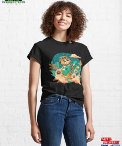 Cute Cat Playing Ukulele With Cottagecore Vibe Classic T-Shirt