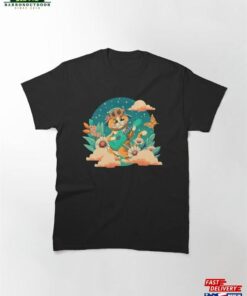 Cute Cat Playing Ukulele With Cottagecore Vibe Classic T-Shirt