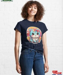 Cute Cat With Hair Ribbon Band On Head Classic T-Shirt Unisex