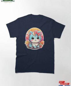 Cute Cat With Hair Ribbon Band On Head Classic T-Shirt Unisex