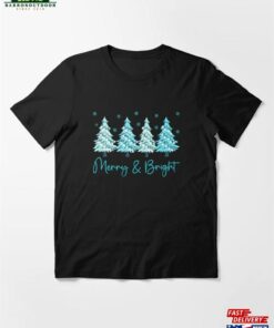 Cute Christmas Trees Merry And Bright Family Matching Holiday Winter Graphic Essential T-Shirt Unisex