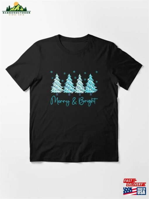 Cute Christmas Trees Merry And Bright Family Matching Holiday Winter Graphic Essential T-Shirt Unisex