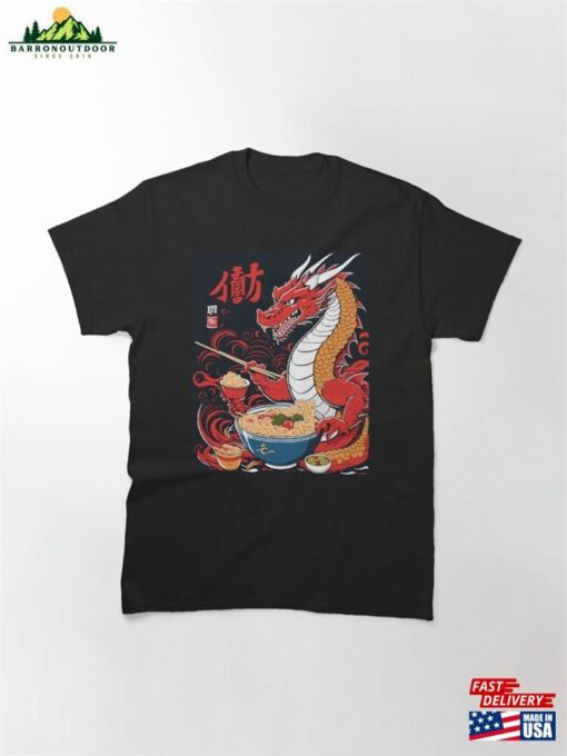 Cute Dragon Eating Ramen Kawaii Noodles Classic T-Shirt Sweatshirt Unisex