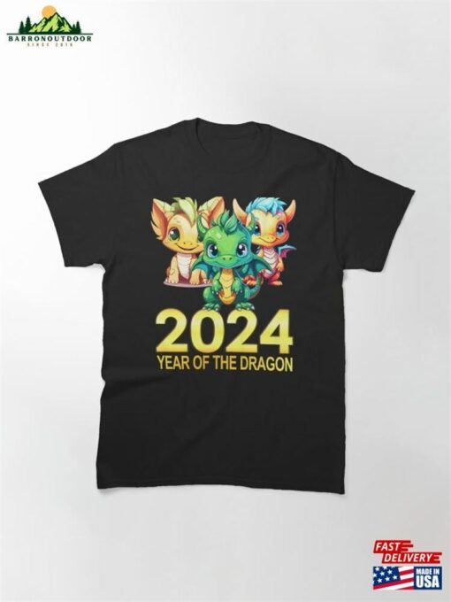 Cute Dragon Happy New Year 2024 Classic T-Shirt Hoodie