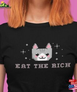 Cute Gray Kitty Cat Eat The Rich Shirt Hoodie Unisex