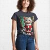 Cute Little Cat Wearing Santa Cloths Merry Christmas Classic T-Shirt Unisex
