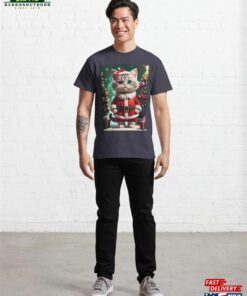 Cute Little Cat Wearing Santa Cloths Merry Christmas Classic T-Shirt Unisex 2 Cute Little Cat Wearing Santa Cloths Merry Christmas Classic T Shirt Unisex 3