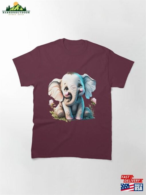 Cute Little Elephant With Big Black Eyes Classic T-Shirt Unisex