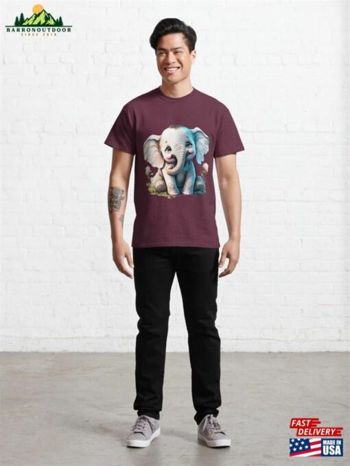 Cute Little Elephant With Big Black Eyes Classic T-Shirt Unisex