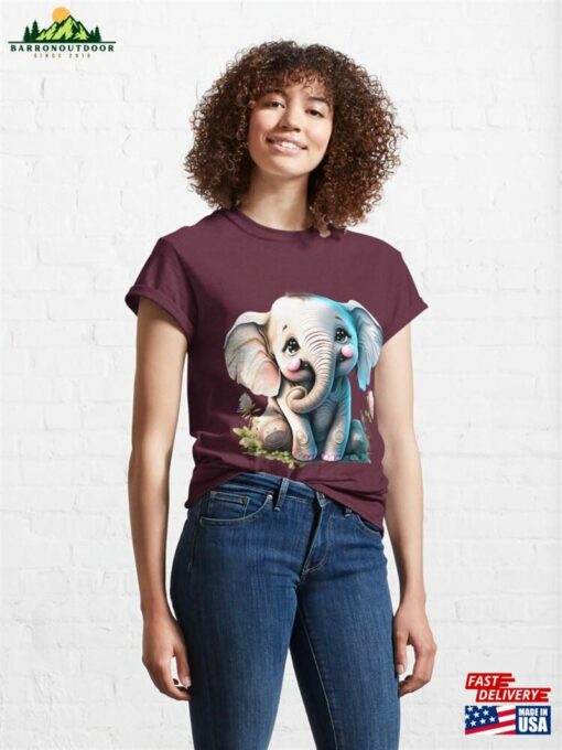 Cute Little Elephant With Big Black Eyes Classic T-Shirt Unisex