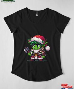 Cute Rpg Orc Christmas Warrior In Pixel Art Premium Scoop T-Shirt Sweatshirt Hoodie