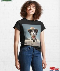 Cute Smiling Cartoon Border Collie Dog Classic T-Shirt Unisex Cute Smiling Cartoon Border Collie Dog Classic T-Shirt Unisex