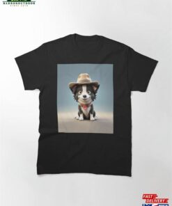 Cute Smiling Cartoon Border Collie Dog Classic T-Shirt Unisex