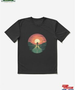 Cyclist Riding A Bicycle With The Sunset In Background Active T-Shirt Classic