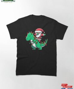 Dabbing Santa Riding Dinosaur T Rex Christmas Funny Xmas Dab Dino Lovers Family Pajamas Party Costume Kids Boys Classic T-Shirt Hoodie